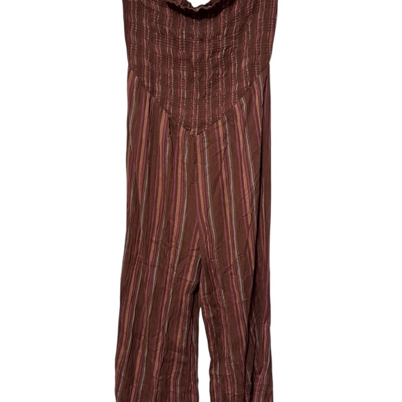America Eagle Strapless Striped Wide Leg Jumpsuit with Detachable Straps-Size L - Picture 1 of 4